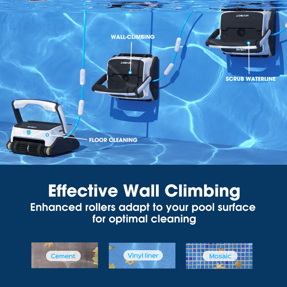 WYBOT Grampus 800 Robotic Pool Cleaner, Automatic Vacuum with Quick Clean, Wall Climbing Capability, Powerful V219-POLCLNWY8CCA