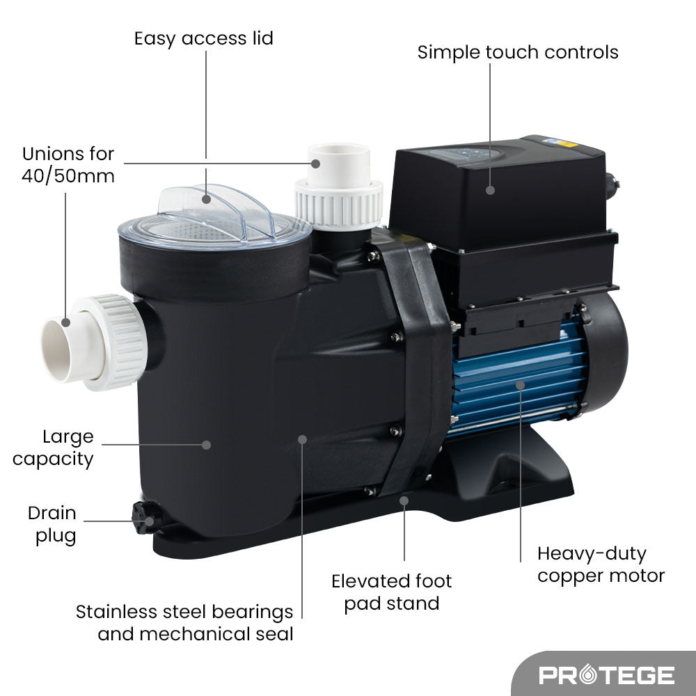 PROTEGE Variable Speed Pump, 1.0HP, 3 Speeds, Quiet, Economical, for Swimming Pool and Spa V219-POLPMPPT10HA
