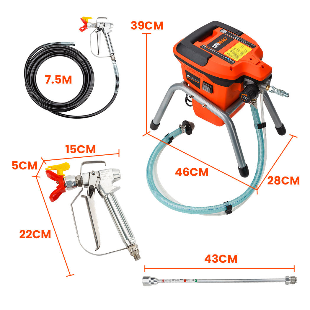 Unimac 740W Electric Airless Paint Sprayer Portable High Pressure Station Spray Gun V219-PPTSPYUMCB1KF