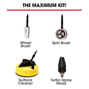 JET-USA RX550 Electric High Pressure Washer 3500PSI, 5 Nozzles, Spin & Wheel Brush, Deck Cleaner, Turbo Head, V219-PRSWSH-ELEC-3200WF