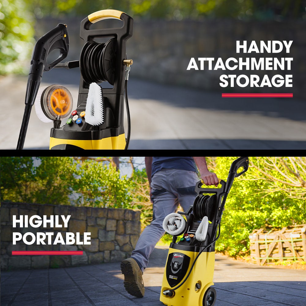 JET-USA RX550 Electric High Pressure Washer 3500PSI, 5 Nozzles, Spin & Wheel Brush, Deck Cleaner, Turbo Head, V219-PRSWSH-ELEC-3200WF