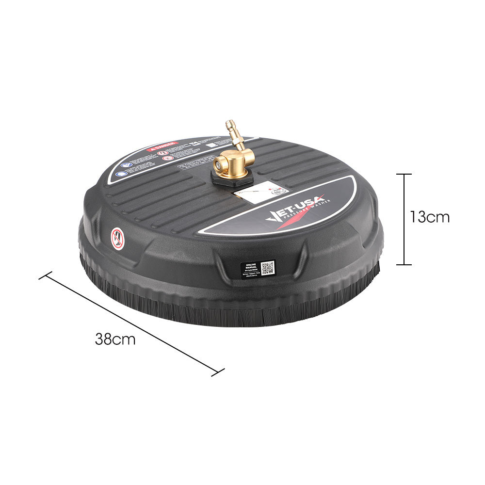 Jet-USA 15" Nylon Pressure Washer Surface Cleaner, 1/4" Fitting, For Concrete Driveway Patio Floor V219-PRWCLNJT15PA