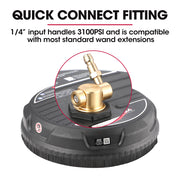 Jet-USA 15" Nylon Pressure Washer Surface Cleaner, 1/4" Fitting, For Concrete Driveway Patio Floor V219-PRWCLNJT15PA