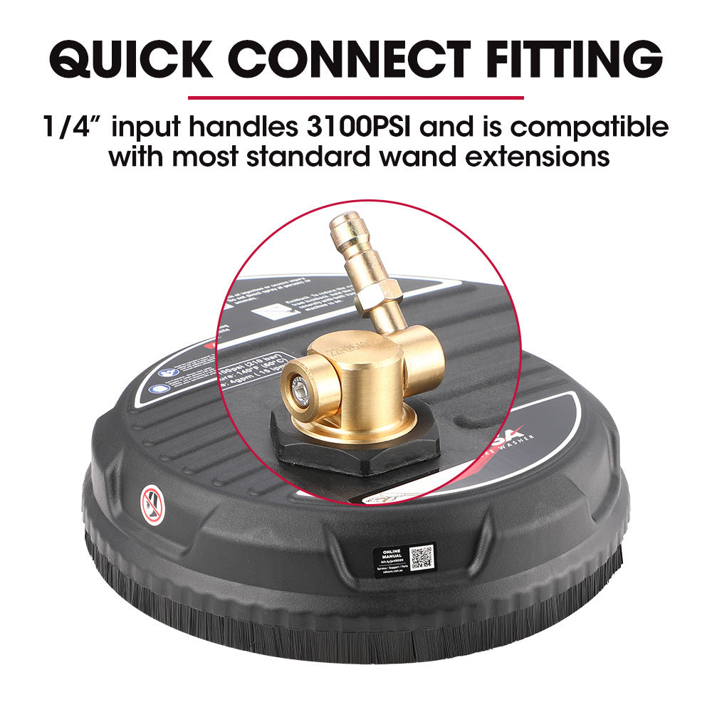 Jet-USA 15" Nylon Pressure Washer Surface Cleaner, 1/4" Fitting, For Concrete Driveway Patio Floor V219-PRWCLNJT15PA