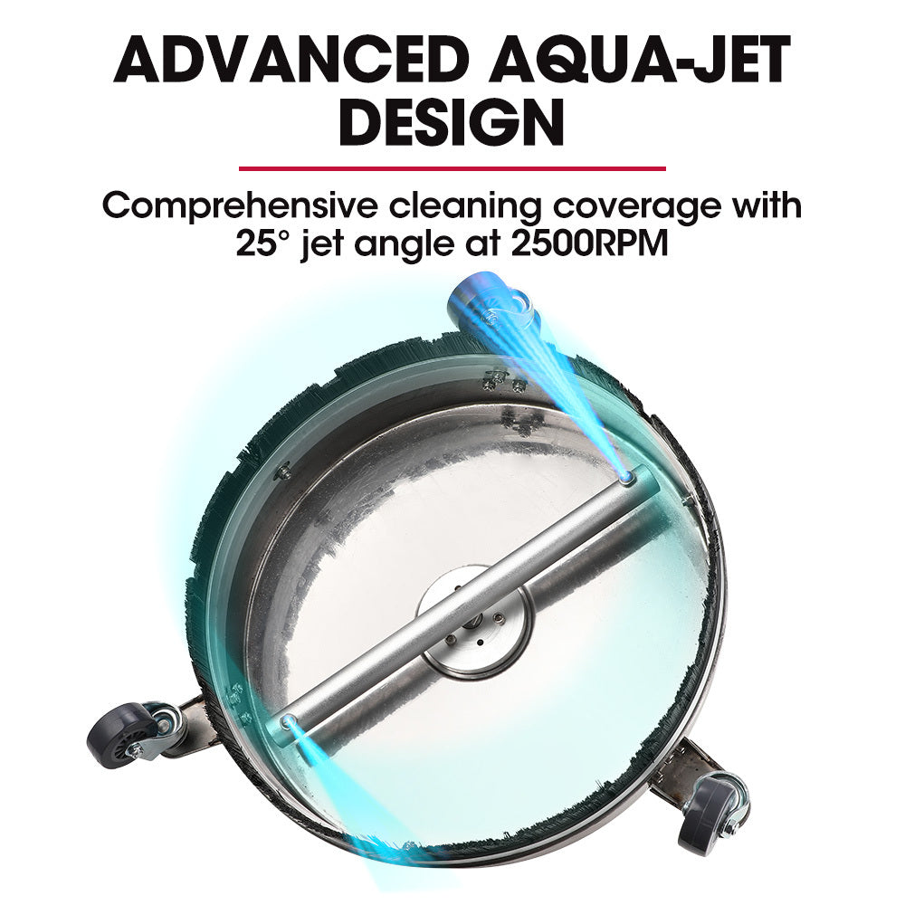 Jet-USA 15" Stainless Steel Pressure Washer Surface Cleaner, 1/4" Fitting, For Concrete Driveway Patio Floor V219-PRWCLNJT15SA