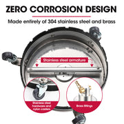Jet-USA 15" Stainless Steel Pressure Washer Surface Cleaner, 1/4" Fitting, For Concrete Driveway Patio Floor V219-PRWCLNJT15SA