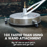 Jet-USA 18" Stainless Steel Pressure Washer Surface Cleaner with Yoke Handlebar, 3/8" Fitting, For Concrete V219-PRWCLNJT18SA