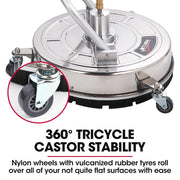 Jet-USA 18" Stainless Steel Pressure Washer Surface Cleaner with Yoke Handlebar, 3/8" Fitting, For Concrete V219-PRWCLNJT18SA