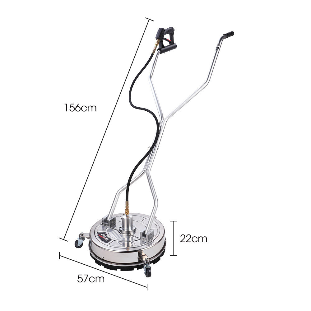 Jet-USA 18" Stainless Steel Pressure Washer Surface Cleaner with Yoke Handlebar, 3/8" Fitting, For Concrete V219-PRWCLNJT18SA
