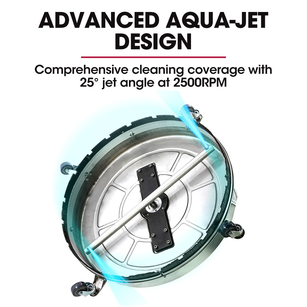 Jet-USA 21" Stainless Steel Pressure Washer Surface Cleaner with Yoke Handlebar, 3/8" Fitting, For Concrete V219-PRWCLNJT21SA