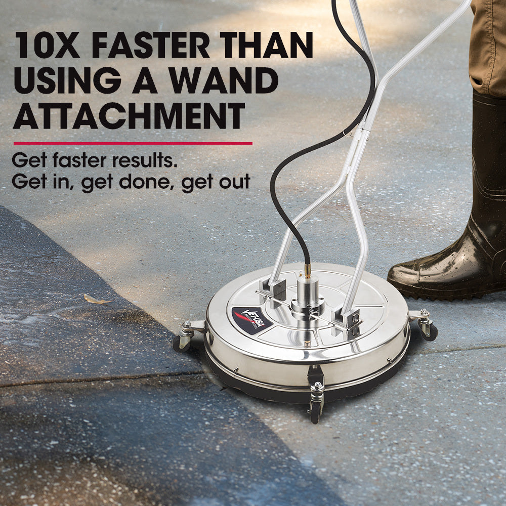 Jet-USA 24" Stainless Steel Pressure Washer Surface Cleaner, 3/8" Fitting, with Yoke Handlebar, For Concrete V219-PRWCLNJT24SA
