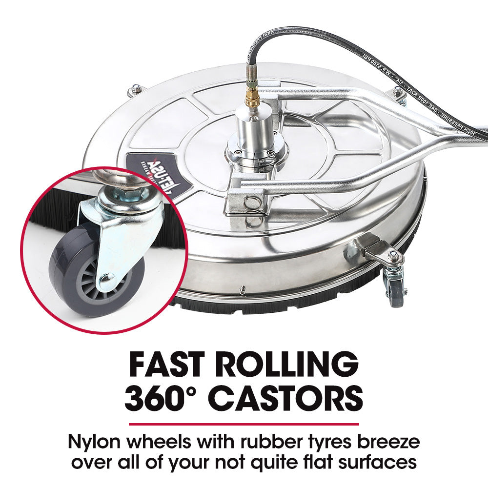 Jet-USA 24" Stainless Steel Pressure Washer Surface Cleaner, 3/8" Fitting, with Yoke Handlebar, For Concrete V219-PRWCLNJT24SA