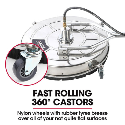 Jet-USA 24" Stainless Steel Pressure Washer Surface Cleaner, 3/8" Fitting, with Yoke Handlebar, For Concrete V219-PRWCLNJT24SA