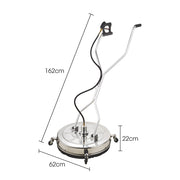 Jet-USA 24" Stainless Steel Pressure Washer Surface Cleaner, 3/8" Fitting, with Yoke Handlebar, For Concrete V219-PRWCLNJT24SA
