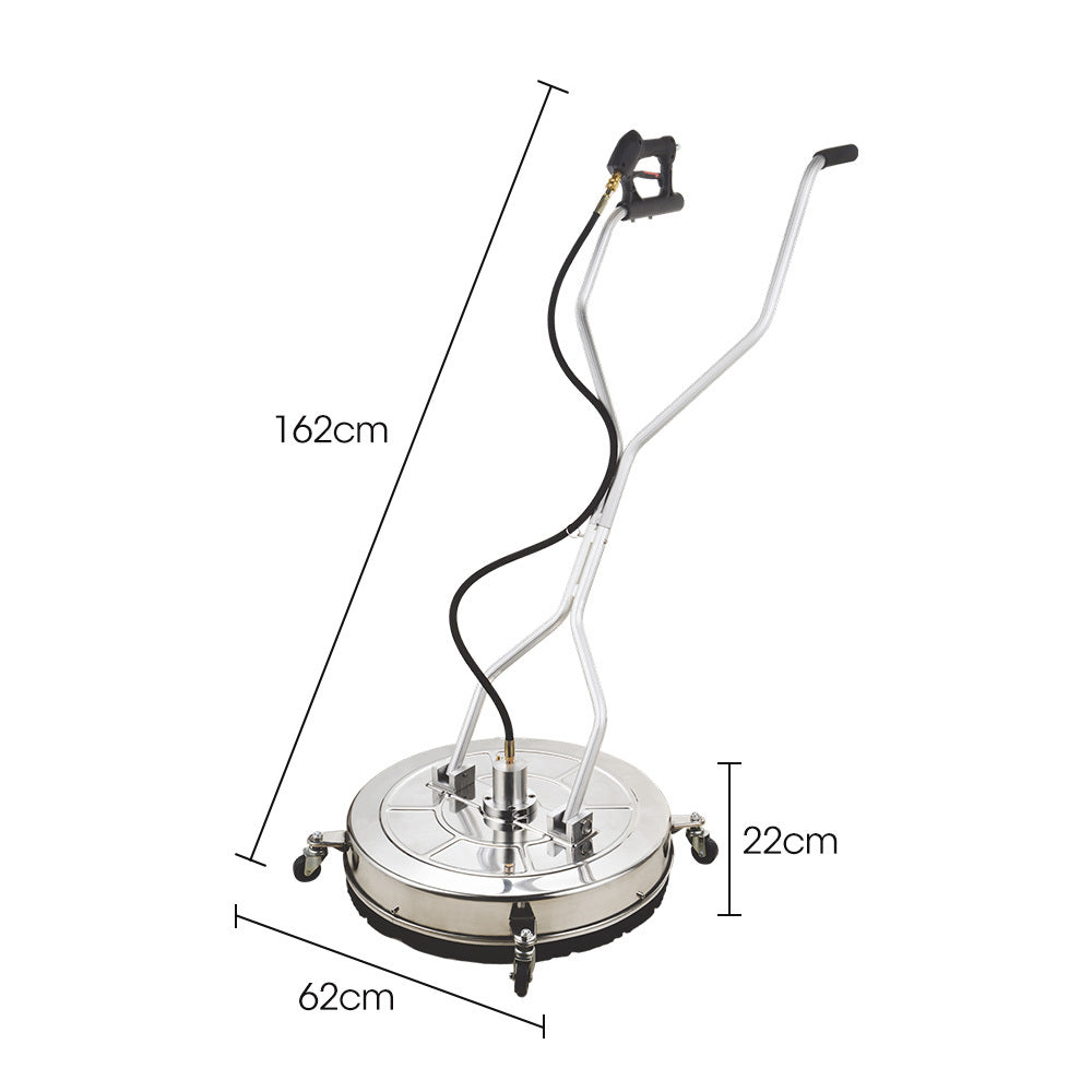 Jet-USA 24" Stainless Steel Pressure Washer Surface Cleaner, 3/8" Fitting, with Yoke Handlebar, For Concrete V219-PRWCLNJT24SA