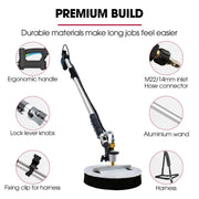 JET-USA 5.5m Telescopic Rotary Surface Cleaner Brush, for Solar Panels, Walls, Windows, M22 Pressure Washer V219-PRWCLNJTT55A