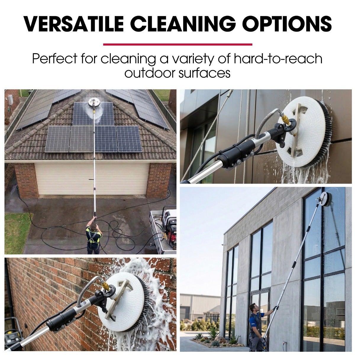 JET-USA 5.5m Telescopic Rotary Surface Cleaner Brush, for Solar Panels, Walls, Windows, M22 Pressure Washer V219-PRWCLNJTT55A