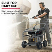 JET-USA Commercial Diesel High-Pressure Washer Cleaner, Electric Start 10hp 418cc, 15m Steel Braided Hose, V219-PRWDSLJT800A