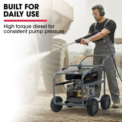 JET-USA Commercial Diesel High-Pressure Washer Cleaner, Electric Start 10hp 418cc, 15m Steel Braided Hose, V219-PRWDSLJT800A
