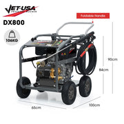 JET-USA Commercial Diesel High-Pressure Washer Cleaner, Electric Start 10hp 418cc, 15m Steel Braided Hose, V219-PRWDSLJT800A