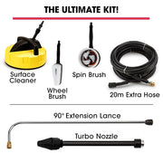Jet-USA RX550 Electric High Pressure Washer 3500PSI Ultimate Pack, 5 Nozzles, Spin & Wheel Brush, Deck V219-PRWELC550USAACAB