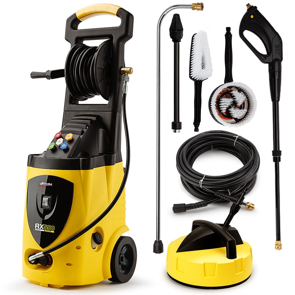 Jet-USA RX550 Electric High Pressure Washer 3500PSI Ultimate Pack, 5 Nozzles, Spin & Wheel Brush, Deck V219-PRWELC550USAACAB