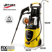 Jet-USA RX550 Electric High Pressure Washer 3500PSI Ultimate Pack, 5 Nozzles, Spin & Wheel Brush, Deck V219-PRWELC550USAACAB
