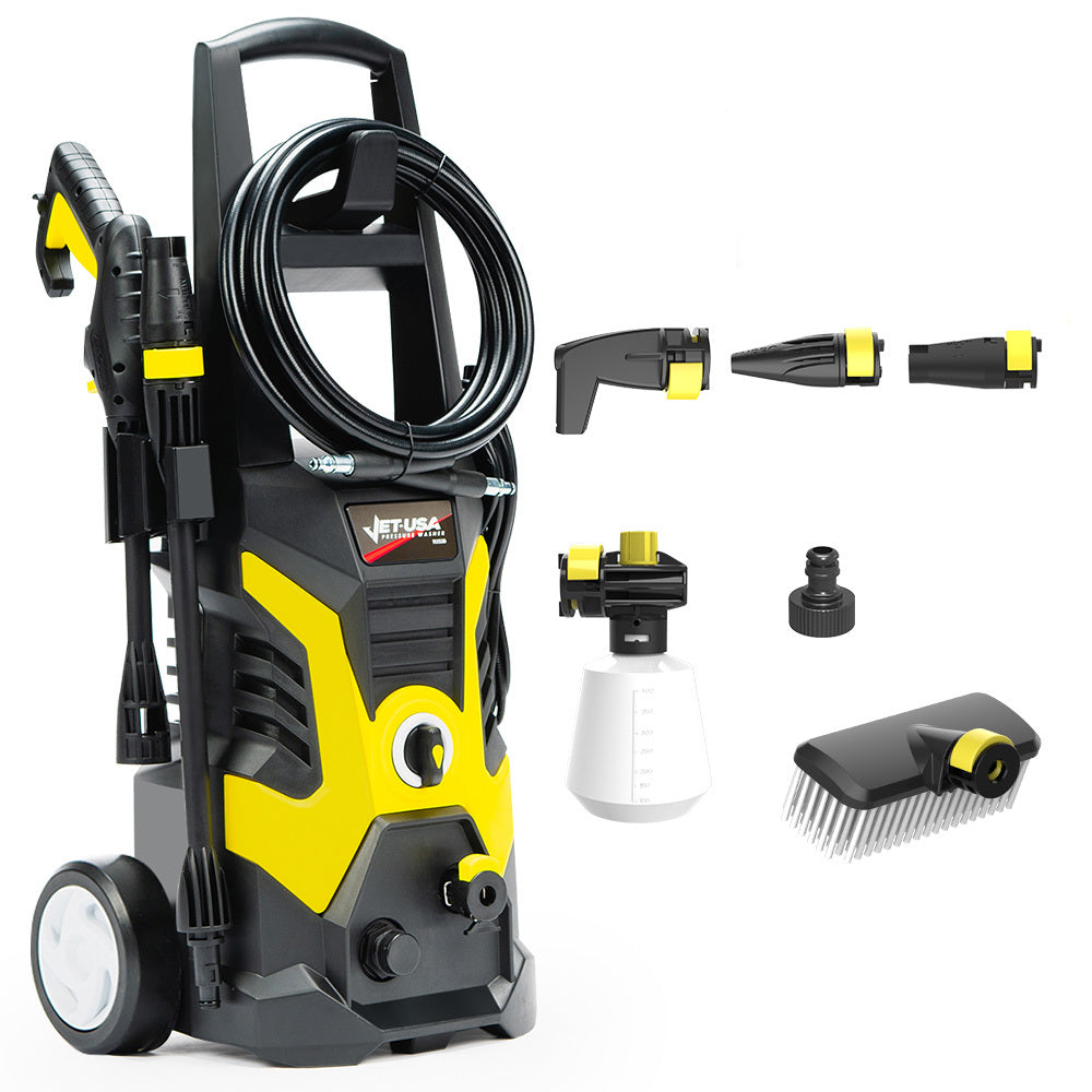 JET-USA RX530 Electric High Pressure Washer, 2400PSI 3 Nozzles, Brush Head Cleaner, Detergent Bottle V219-PRWELEJT30SA