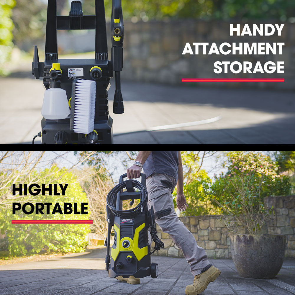JET-USA RX530 Electric High Pressure Washer, 2400PSI 3 Nozzles, Brush Head Cleaner, Detergent Bottle V219-PRWELEJT30SA
