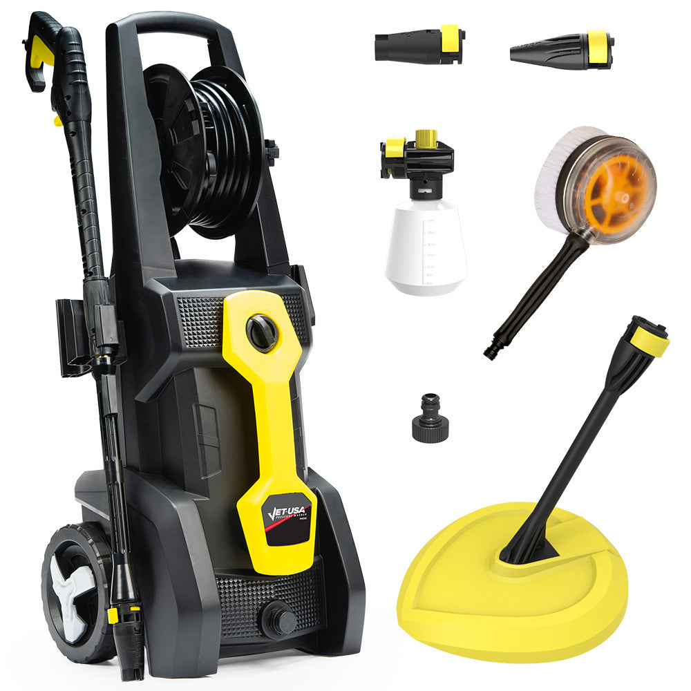 JET-USA RW545 Electric High Pressure Washer, 3000PSI Water Cooled Motor, 2 Nozzles, Brush Head, Deck Cleaner, V219-PRWELEJT54WA