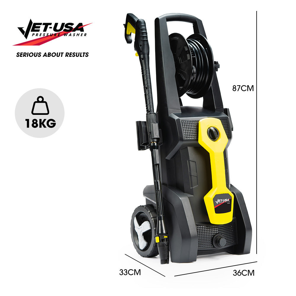 JET-USA RW545 Electric High Pressure Washer, 3000PSI Water Cooled Motor, 2 Nozzles, Brush Head, Deck Cleaner, V219-PRWELEJT54WA