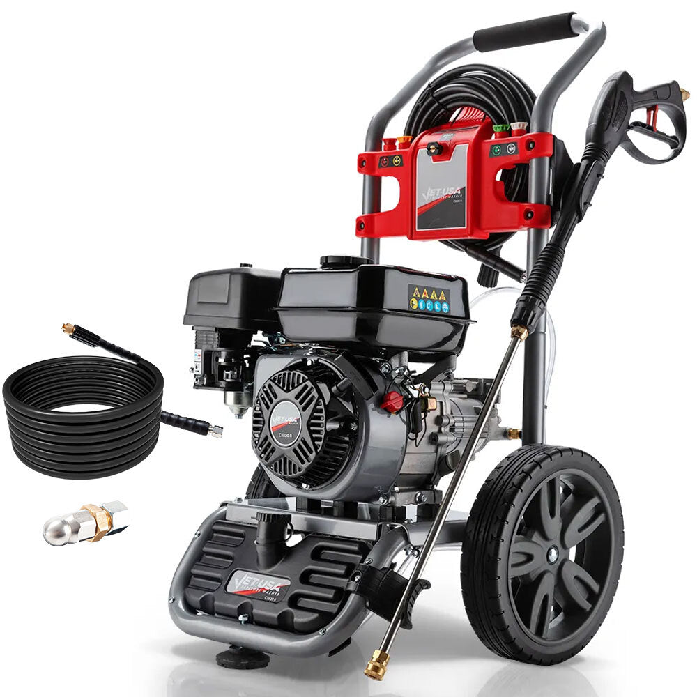 JET-USA 4800PSI Petrol Powered High Pressure Washer, w/ 30m Hose and Drain Cleaner - CX630 V219-PRWPTLJETC630-KIT