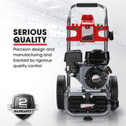 JET-USA 4800PSI Petrol Powered High Pressure Washer, w/ 30m Hose and Drain Cleaner - CX630 V219-PRWPTLJETC630-KIT