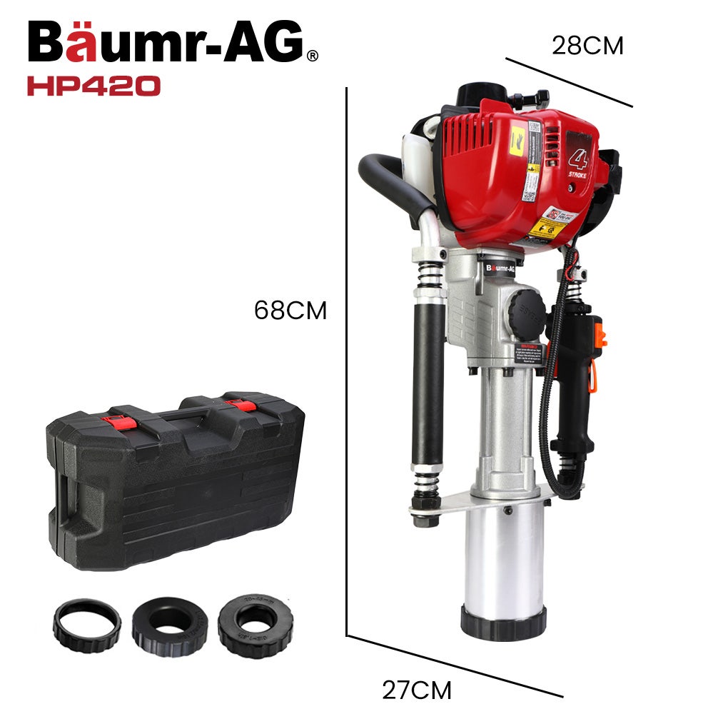 BAUMR-AG 38cc 4-Stroke Petrol Post Driver, with Carry Case & 3 Piling Sleeves V219-PTDPTRBM440A