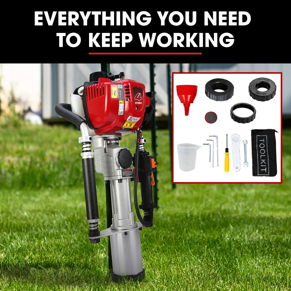 BAUMR-AG 38cc 4-Stroke Petrol Post Driver, with Carry Case & 3 Piling Sleeves V219-PTDPTRBM440A