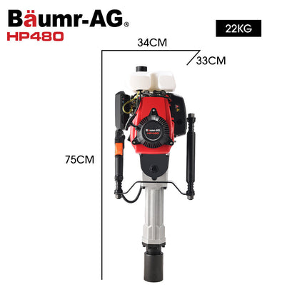 BAUMR-AG HP480 55cc 4-Stroke Petrol Post Driver, with 2 Piling Socket Sleeves V219-PTDPTRBM480A
