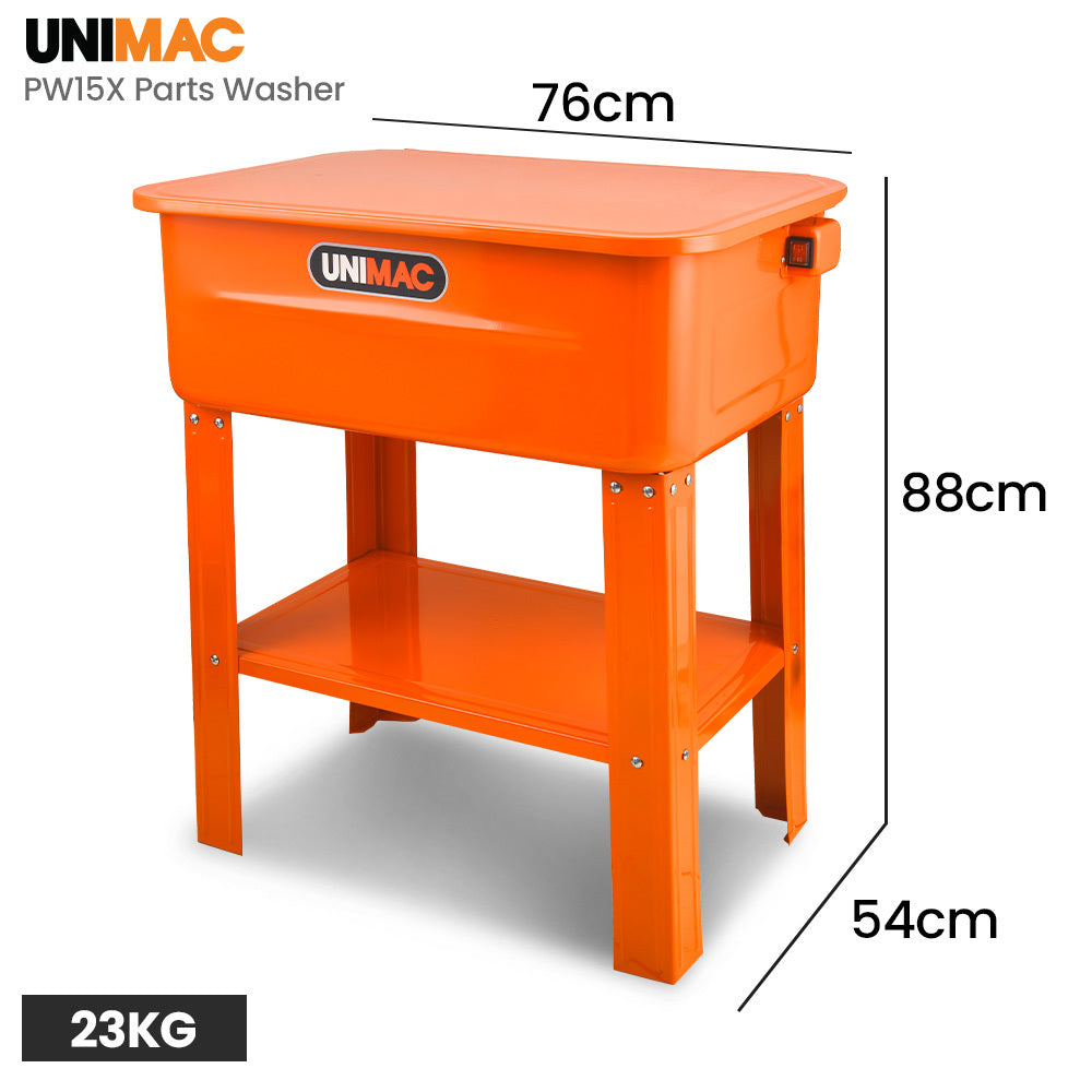 Unimac 86L Heavy Duty Multi Purpose Auto Parts Washer, with Removable Work Shelf, Parts Basket V219-PWHWSHUM08XA