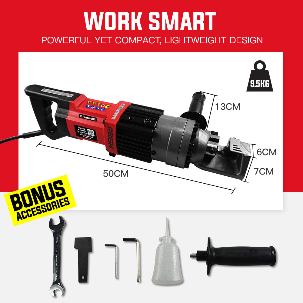 BAUMR-AG 850W 16mm Rebar Cutter Hydraulic Electric Reo Bar Portable Machine Re V219-RBCHDRBMRA16H