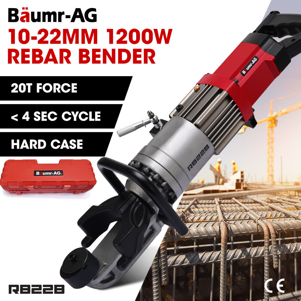 BAUMR-AG 10-22mm 1200W Heavy-Duty Electric Hydraulic Rebar Bender, Carry Case V219-REBBNDBM22SA