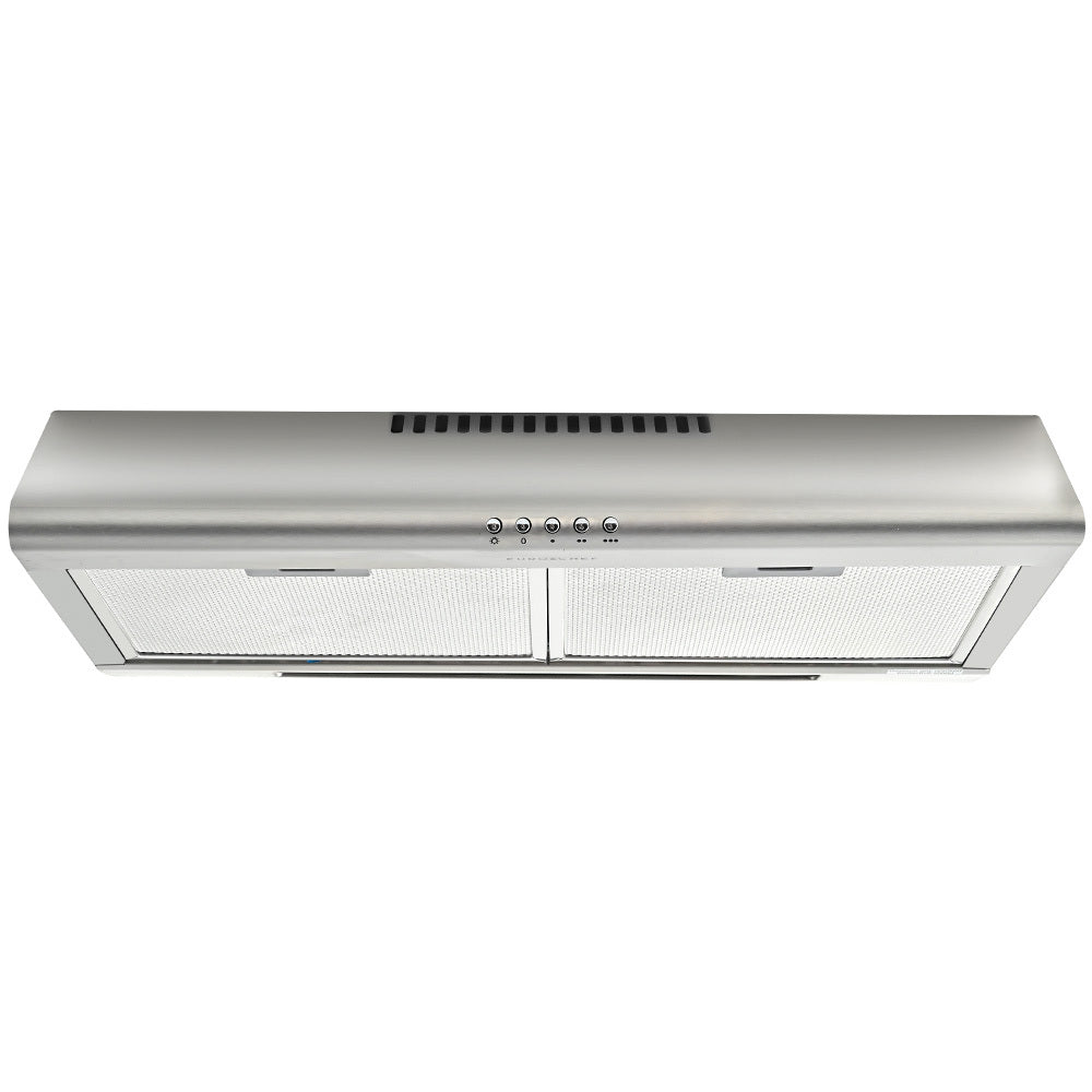EUROCHEF 60cm Fixed Stainless Steel Rangehood, Quiet 3-Speed, 4-Layer Dishwashable Filters, Halogen Lights V219-RGHFIXEC67FA