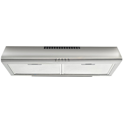 EUROCHEF 60cm Fixed Stainless Steel Rangehood, Quiet 3-Speed, 4-Layer Dishwashable Filters, Halogen Lights V219-RGHFIXEC67FA