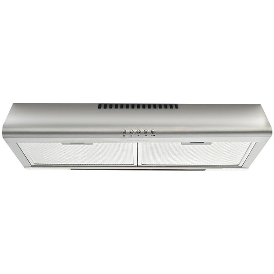 EUROCHEF 60cm Fixed Stainless Steel Rangehood, Quiet 3-Speed, 4-Layer Dishwashable Filters, Halogen Lights V219-RGHFIXEC67FA