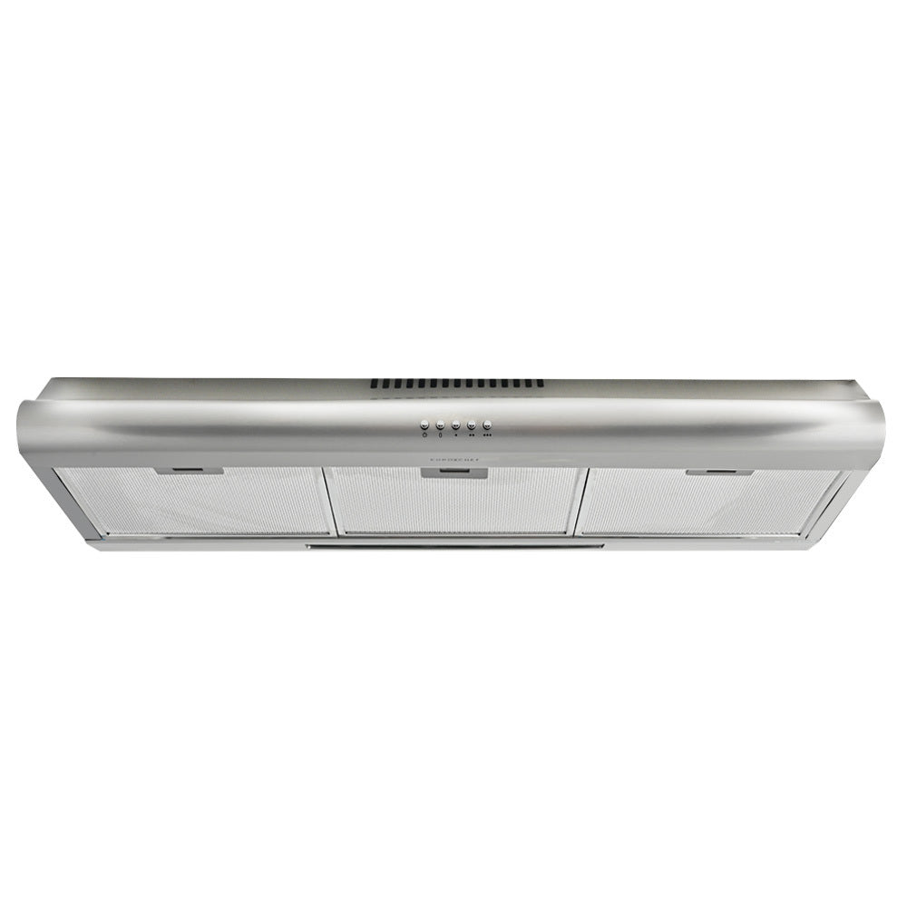 EUROCHEF 90cm Fixed Stainless Steel Rangehood, Quiet 3-Speed, 4-Layer Dishwashable Filters, Halogen Lights V219-RGHFIXEC97FA