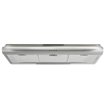 EUROCHEF 90cm Fixed Stainless Steel Rangehood, Quiet 3-Speed, 4-Layer Dishwashable Filters, Halogen Lights V219-RGHFIXEC97FA