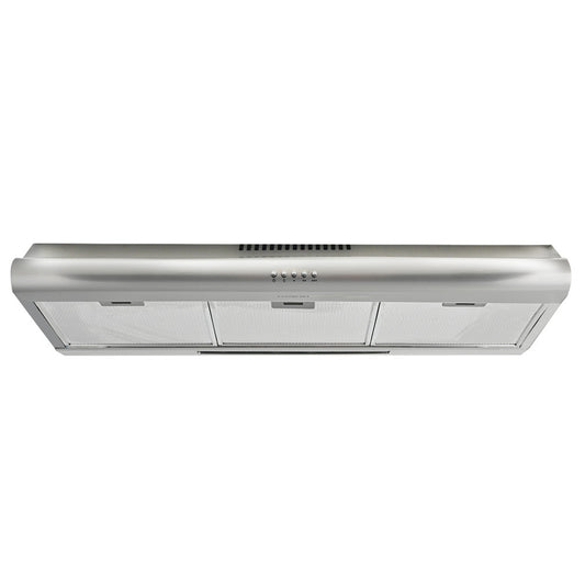 EUROCHEF 90cm Fixed Stainless Steel Rangehood, Quiet 3-Speed, 4-Layer Dishwashable Filters, Halogen Lights V219-RGHFIXEC97FA