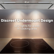 EUROCHEF 60cm Undermount Rangehood Stainless Steel, Quiet 3-Speed, 3-Layer Dishwashable Filter, LED Lights V219-RGHUDREC6SFA
