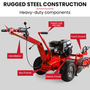 BAUMR-AG TRN660 8HP 600mmx90mm Trench Digger, Heavy-duty Carbide Claws, EZ Start, 8HP, Adj Controls V219-RURTRNBMRA660
