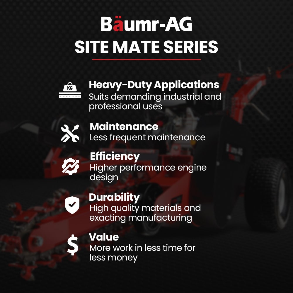 BAUMR-AG TRN660 8HP 600mmx90mm Trench Digger, Heavy-duty Carbide Claws, EZ Start, 8HP, Adj Controls V219-RURTRNBMRA660