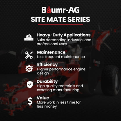 BAUMR-AG TRN660 8HP 600mmx90mm Trench Digger, Heavy-duty Carbide Claws, EZ Start, 8HP, Adj Controls V219-RURTRNBMRA660