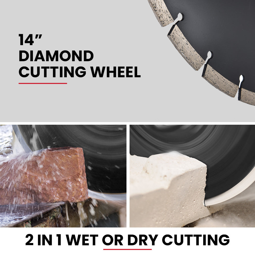 BAUMR-AG 3500W 350mm/14" Electric Concrete Demolition Cut-Off Saw, Wet and Dry Cutting, Diamond Blade, Vacuum V219-SAWCONBME8XA